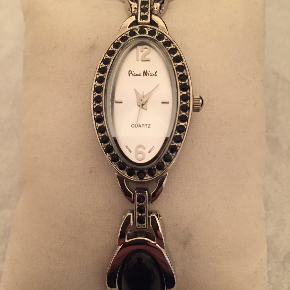 Pierre Nicol Silver Tone Crystal & Stone Ladies Watch
